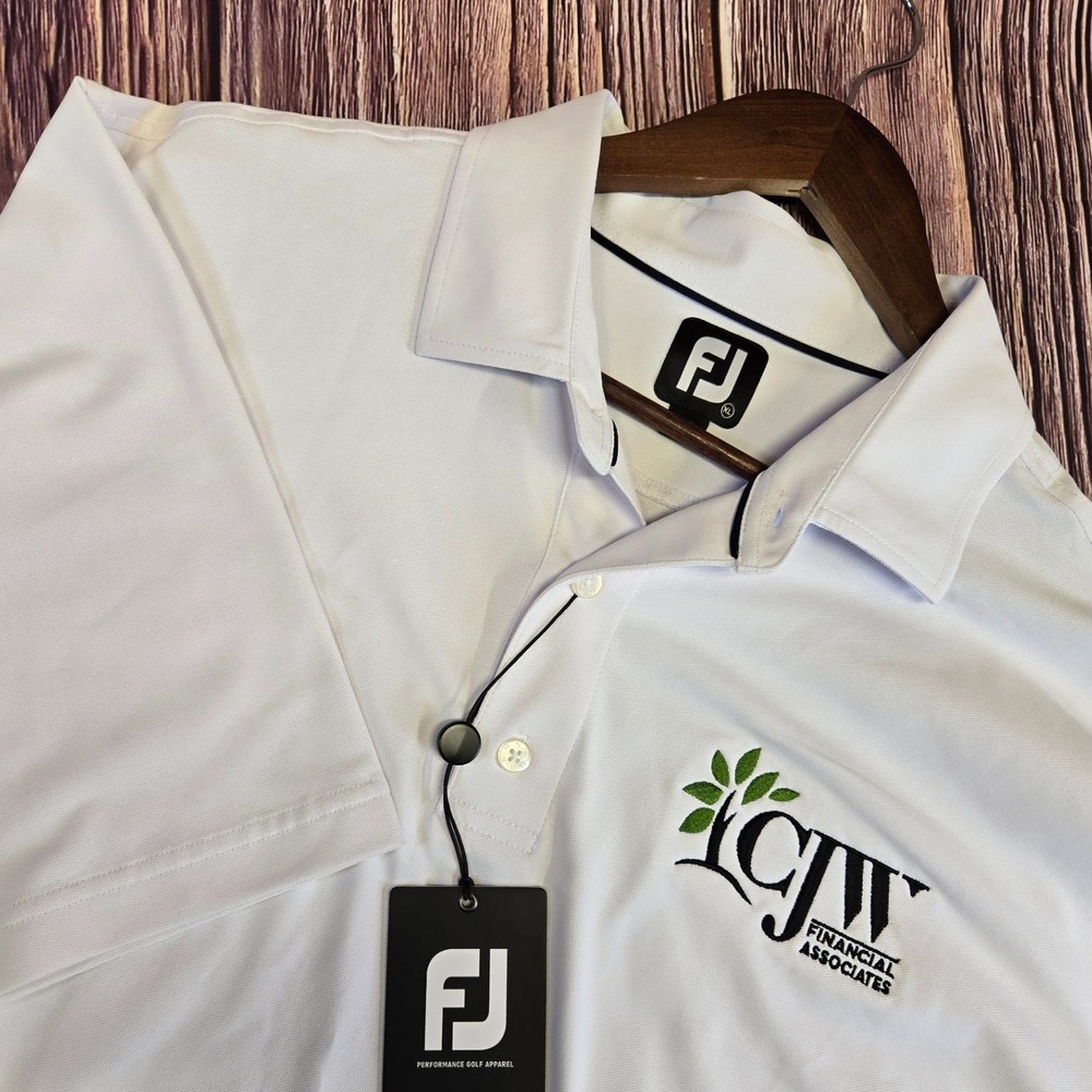 FootJoy Polo Shirt Mens XL White Stretch Pique Short Sleeve Logo Golf 26615 NEW‎